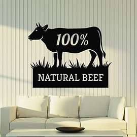 Vinyl Wall Decal Natural Beef Cow Butcher Farm Product Stickers Mural Large Decor (g8114) Black