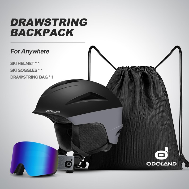 Odoland Ski Helmet, Snowboard Helmet with Ski Goggles for Adults