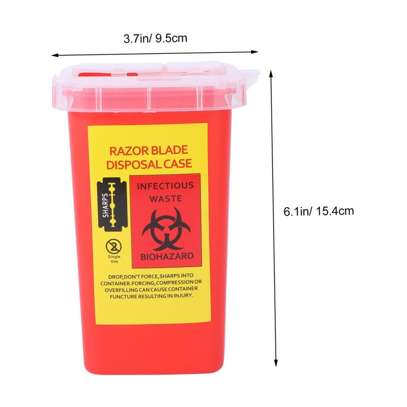 SAFIGLE 1Pc Razor Disposal Container Red Plastic Disposal Box with