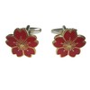 Kiola Designs Red Cherry Blossom Flower Cufflinks