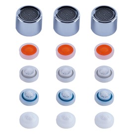 Hibbent 3 Pcs Faucet Aerator, Female Thread Kitchen Faucet Aerator Kitchen Sink Aerators, 1.2, 1.5, 1.8, 2.5 GPM Flow Restrictor Replacement Parts Bathroom, 55/64-Inch 22mm Female Thread-Chrome