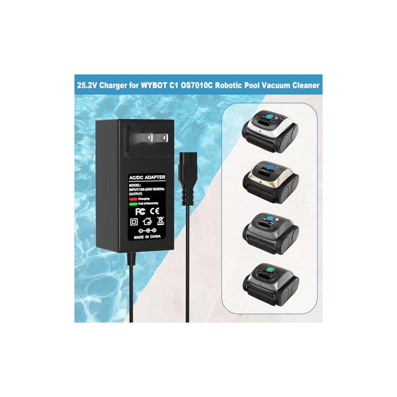 25.2V Charger for Wybot C1 Robotic Pool Vacuum Cleaner