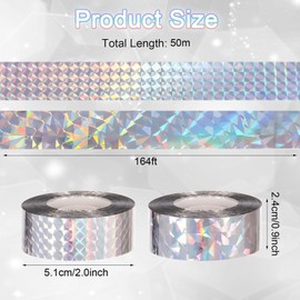 SSKHE Bird Scare Reflective Tape 100M Double Sided Reflective Holographic Rainbow Scare Tape for Farms, Gardens and Roofs