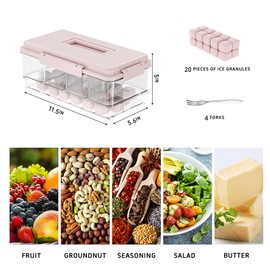 Eanpet 2Pack Ice Chilled Condiment Caddy with 4 Containers & 4 Lids Fruit Serving Tray Platter with Handle Portable Condiment Organizer Server for Mimosa Bar Supplies,Salad,Taco,Party Garnish,Pink