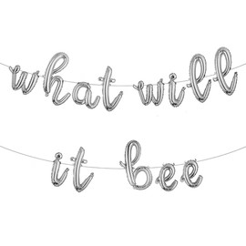 What Will It Bee Party Balloons What Will It Bee Banner Baby Shower Party Decoration for Gender Reveal Party Decoration What Will Be Shower Party Supplies (L What Will IT BEE Silver)