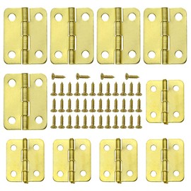 WMYCONGCONG 60 PCS Antique Mini Hinges Retro Door Hinges with 240 PCS Hinge Screws, Folding Butt Hinges for Doors Cabinet Wooden Boxes Jewelry Case (Yellow)