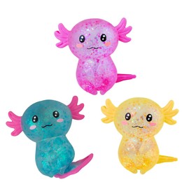 ORB Curiosities Sparklee Axolotl Mega 3 Pack - Stretch, Squish, and Even Squeeze These Cute and Sparkly Axolotls for Stress Relief - Original Sensory / Fidget Collectible Toys for Kids and Adults