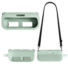 Silicone Case for Bose SoundLink Flex & Flex 2nd Gen, Shockproof Protective Cover with Adjustable Shoulder Strap – Portable Travel Speaker Case (Green)