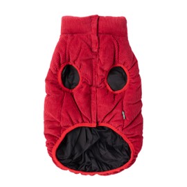 Mosman Puffer Pet Dog Jacket Premium Corduroy Vest Warm Lined Red SIZE1
