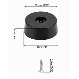 QWORK Pack of 30 rubber feet for furniture with 304 stainless steel screws, non-slip and wear-resistant rubber feet, screwable for tables and chairs, 25 x 23 x 9 mm