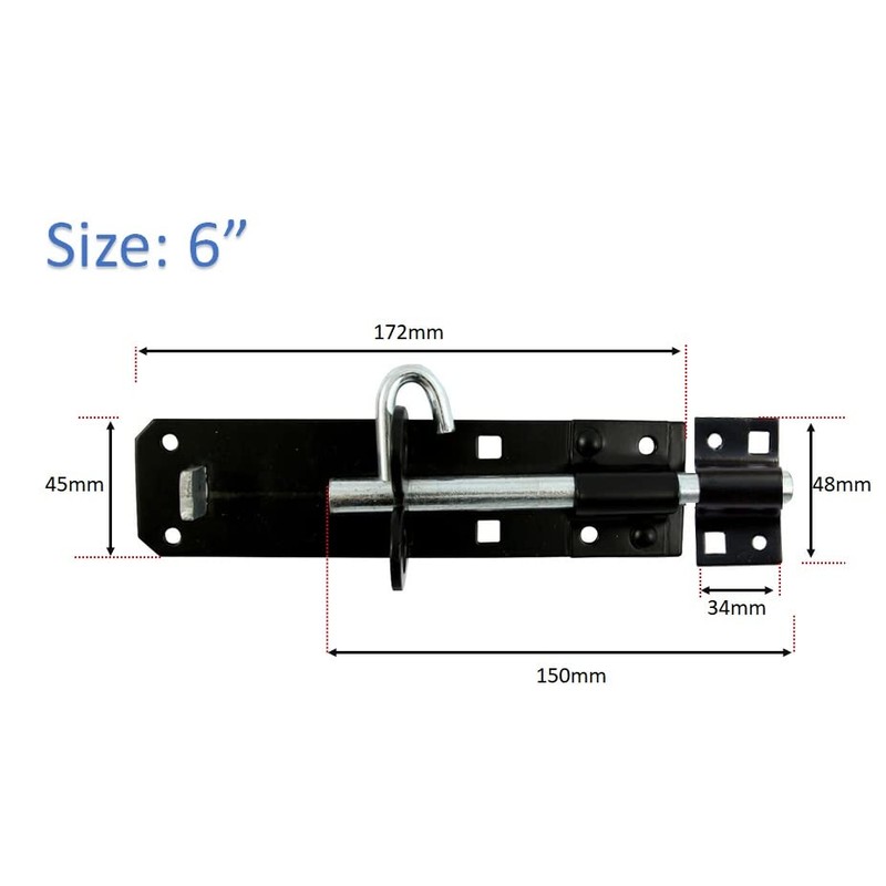 Infinity Decor Black Padbolt Brenton Bolts, 4” or 6” Steel