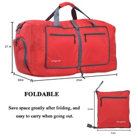 Woogwin Travel Duffel Bag Large Foldable Waterproof Overnight Bag for Beach Swim Bags Pool Sports Gym(Red)