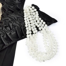 GOODS+GADGETS Charleston 20s Pearl Necklace 180 cm Long Necklace with Pearls White Chain for Burlesque Costume Dress Outfit Accessory (Pearl Necklace)