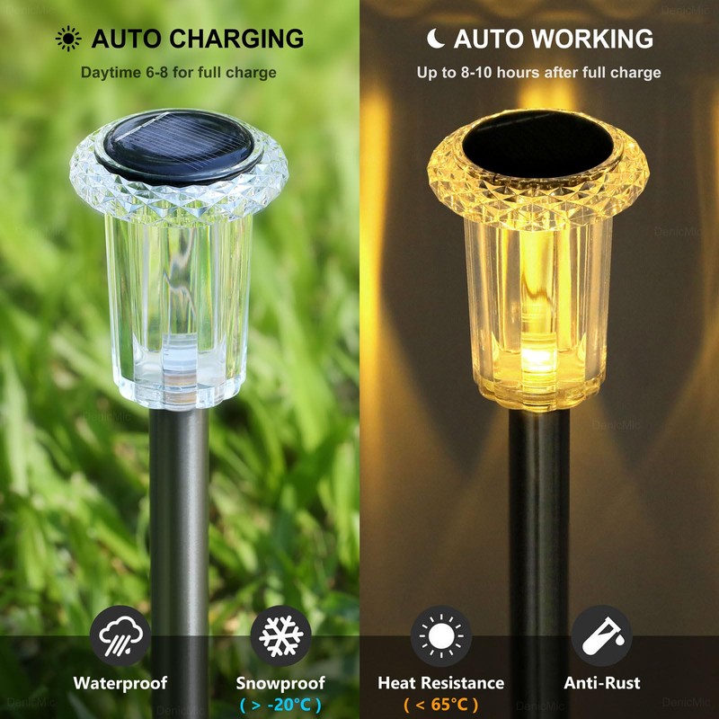 DenicMic Solar Lights Outdoor 10 Pack Waterproof Christmas Lights Outdoor