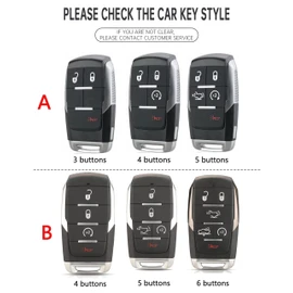 ontto luminous car key fob cover fit for Dodge RAM 1500 2500 4500 5500 Chrysler Couva Jeep Grand Cherokee key holder Metal Smart Shell case keyring keychain Accessories 5 buttons Red A