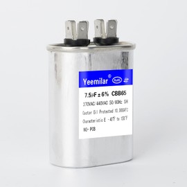 7.5 uF 7.5 MFD ±6% 370V/440V CBB65 AC Capacitor, Dual Run Oval Capacitor Replacement for HVAC Motor Start, Fan Start, Heat Pump, Condenser Straight Cool