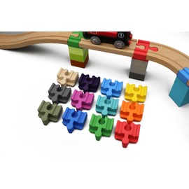 missing piece - Duplo Adaptor for Wooden Railways (Pack of 12) (Colourful Mix)