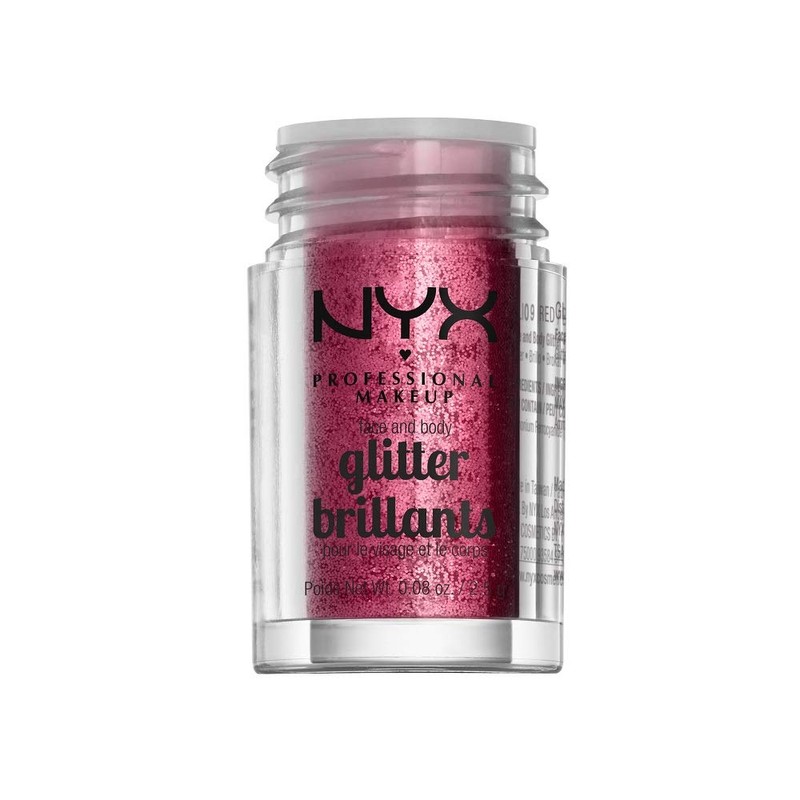 NYX PROFESSIONAL MAKEUP Face & Body Glitter, Red