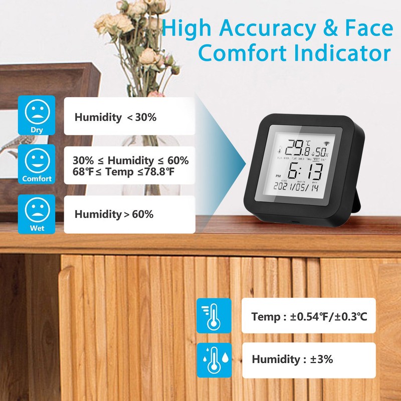 Temperature Humidity Monitor Wifi Portable Support for TUYA Hygrometer Thermometer