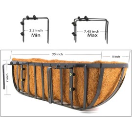 LAVZAN 30 Inch Window Box Planters 4 Pack with Coco Liners, Rustproof Metal Hanging Flower Boxes for Outdoor Railing, Fence and Window Sill （4 Pack）