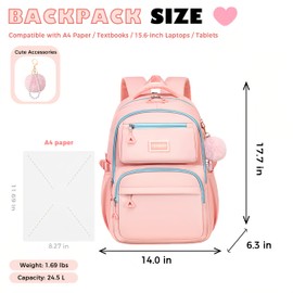 TYHOTULY Cute Backpack for Women Girls Elementary Middle High School College Teens Kids Large Preppy Aesthetic Bookbag (Blue)