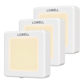 LQWELL® Night Light Socket Foldable with Twilight Sensor, Night Lamp Adjustable Brightness, Automatic Socket Light, Orientation Light Warm White for Children's Room Aisle Stairs (White, Pack of 3)