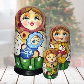 Little Baby-Boy 3-Nest Matreshka Wooden Nesting Dolls Set - 14730B by G.DeBrekht