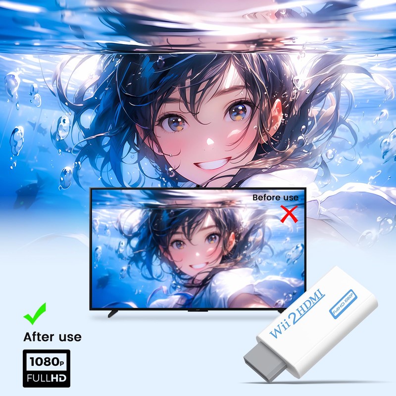 Meliya Wii to HDMI Converter, 1080p 720p Connector Output Video