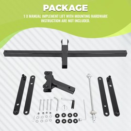 KUAFU ATV/UTV Manual Implement Lift, 1-Point and 2-Inch Receiver, 50 in, Adjustable Height, UTV ATV Rake Scrape Blade Plow Disc Universal Tow Behind Attachments