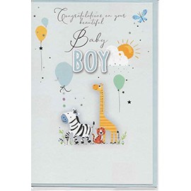 Baby Boy Newborn Greeting Card 20 x 14 cm Congratulations Beautiful