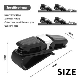 Knpwer 4 Stück Brillenhalter für Auto Sonnenblende, Brillenhalter Auto,Sonnenbrillen Halterung für Auto, Ticket Karten Clip Brillen Halterung