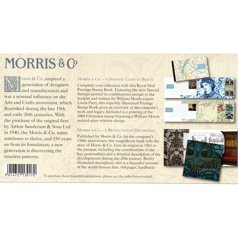 2011 Morris & Co Stamps in Presentation Pack PP431 (printed