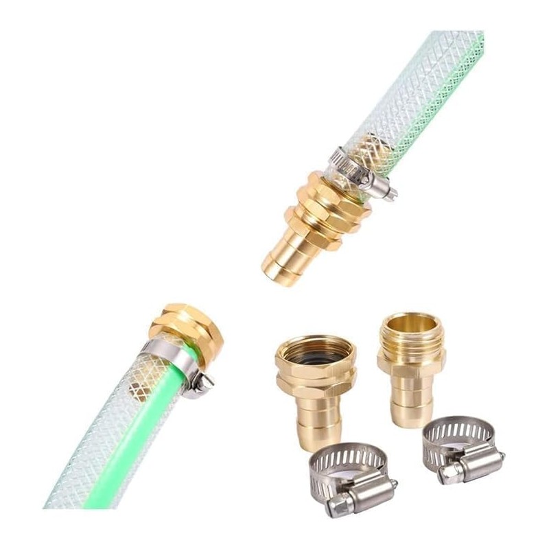 Solid Brass Female and Male Hose Connector Set for 3/4"