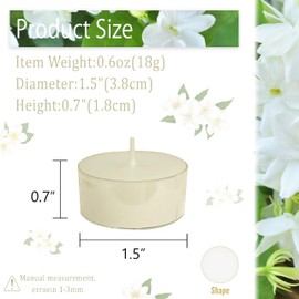 Tea Candles Jasmine Scented Handmade 24 Pack Clear Cup Tea Lights Candle 6 Hour Long Burning Tealight Candle for Wedding Yoga Spa Bathroom(Ivory White)