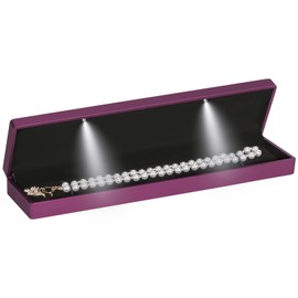 Long Chain Necklace Jewelry Gift Box Case with LED Light, Elegant Velvet Necklace Pendant Bracelet Box for Jewelry Display Wedding Engagment Valentine's Day (Purple)