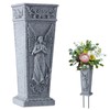 Cemetery Flowers Vase with Spike, Memorial Grave Vase Resin Flowers