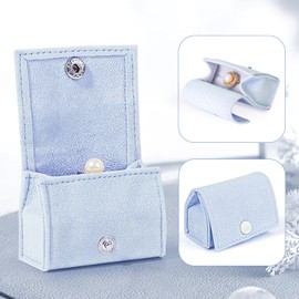 BITETH: Compact Velvet Ring Box with Plush Interior and Exterior - Keep Your Rings Safe and Stylish On-The-Go. Ideal Gift for Women, Wife, Mom, Daughter, and Friends (LIGHT BLUE)