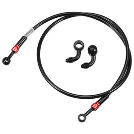 X AUTOHAUX Brake Hose AN3 28 90 Degree M10 Motorcycle Hydraulic Brake Line Oil Hose Pipe Fitting for ATV Motorcycle Motocross Racing Bike 110cm Black 1Set