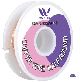 Wacjck 12 Gauge Half Round Copper Wire 1.3 oz 8 Ft 99.9% Pure Copper Half Round Soft Copper Wire for Jewelry Making