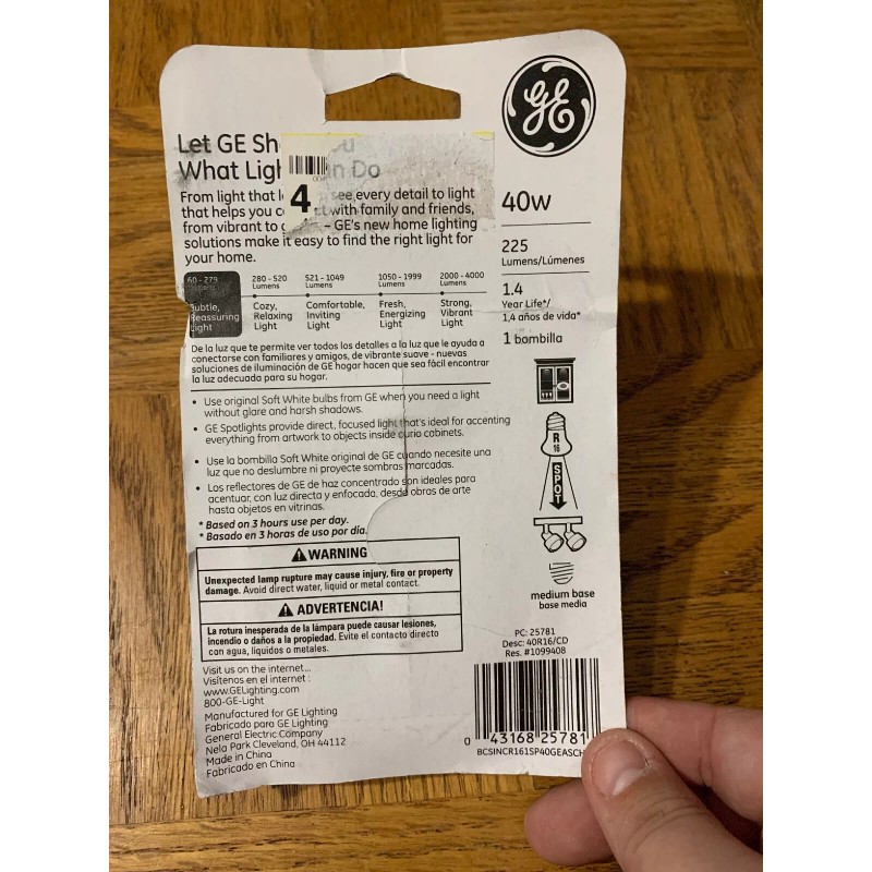 GE Soft White 40W Light Bulb
