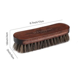 Horsehair Shoes Shine Brush, Soft Horse Hair Bristles Leather Clean & Care Brushes with Comfortable Grip for Shoes, Boots, Coats and Bags - 2 Pack