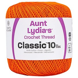 Coats Crochet 154-431 Aunt Lydia's Crochet, Cotton Classic Size 10, Pumpkin