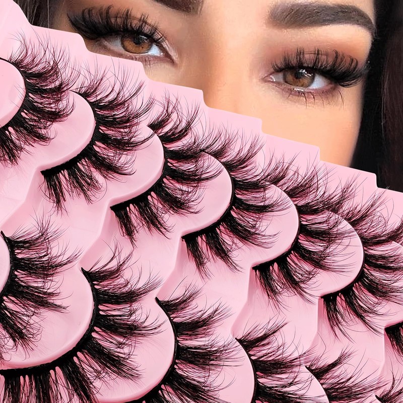 7P-807 3D False Eyelashes, Cat Eye, Fluffy Volume, Curly, Cat-Eye,