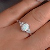 Stainless Steel Fire Opal Wedding Engagement Solitaire Proposal Cocktail Party