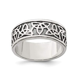 Solid 925 Sterling Silver Men's Antiqued Celtic Knot Wedding Band Ring (9mm)
