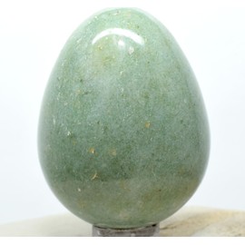 2.1" 120g Soft Green Aventurine Egg Polished Natural Sparkling Collectible Gemstone Crystal Mineral Specimen - India + Stand