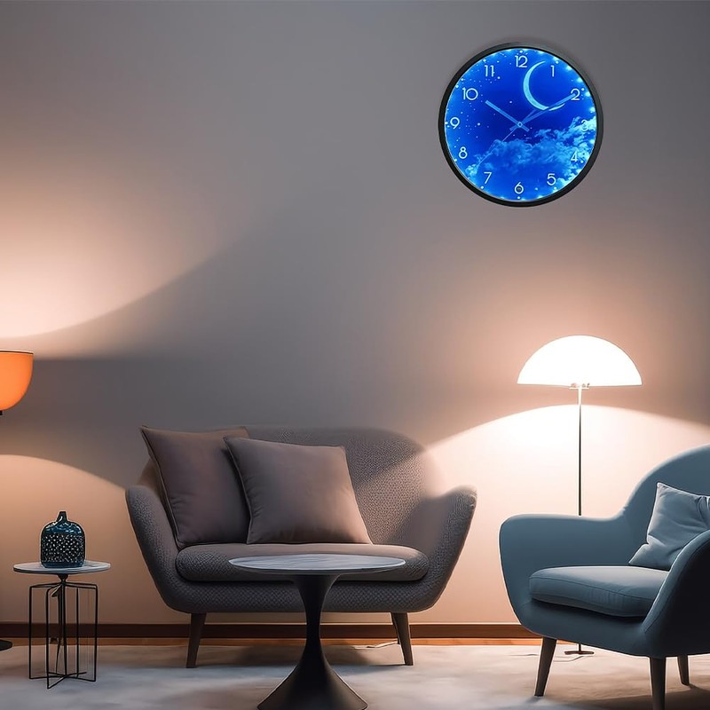 OCEST 12 Inch Night Light Wall Clock, Glow in The