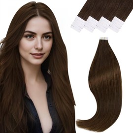 Vivien Dark Brown Tape in Hair Extension Real Human Hair 24in Brown Tape in Human Hair Extensions Long Straight Hair Extensions Tape in Brown 50g 20pcs #4