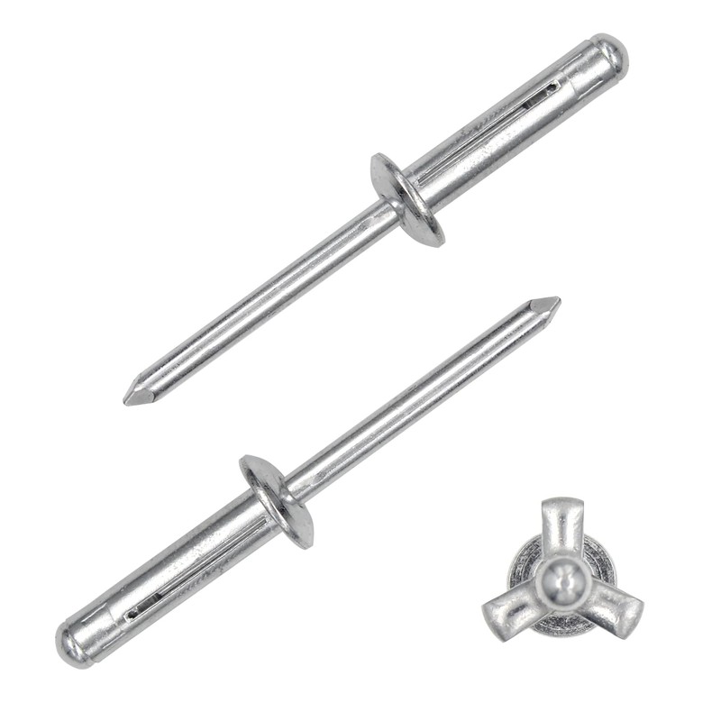 ALLCLEAN 3/16" x 3/4" Tri-Fold Rivets Assortment - 60Pcs,Silver Tri-fold