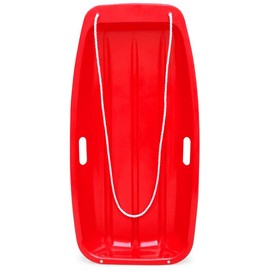 Best Choice Products 35in Kids Outdoor Plastic Sport Toboggan Winter Snow Sled Board w/ Pull Rope, 2 Handles - Color: Red